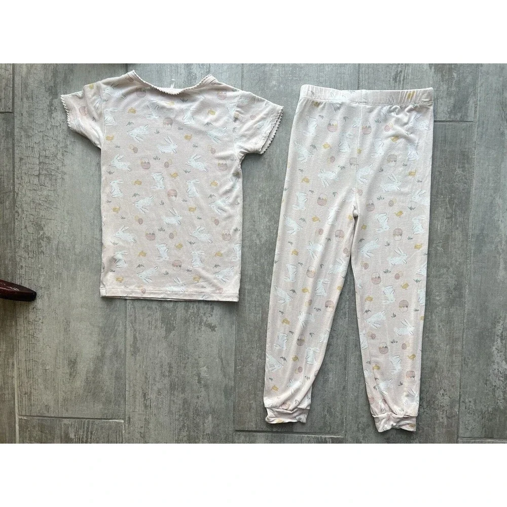 $45 MILKBERRY Pajamas Boutique Designer Bamboo 2 Piece Pjs Set Girls Easter 4T